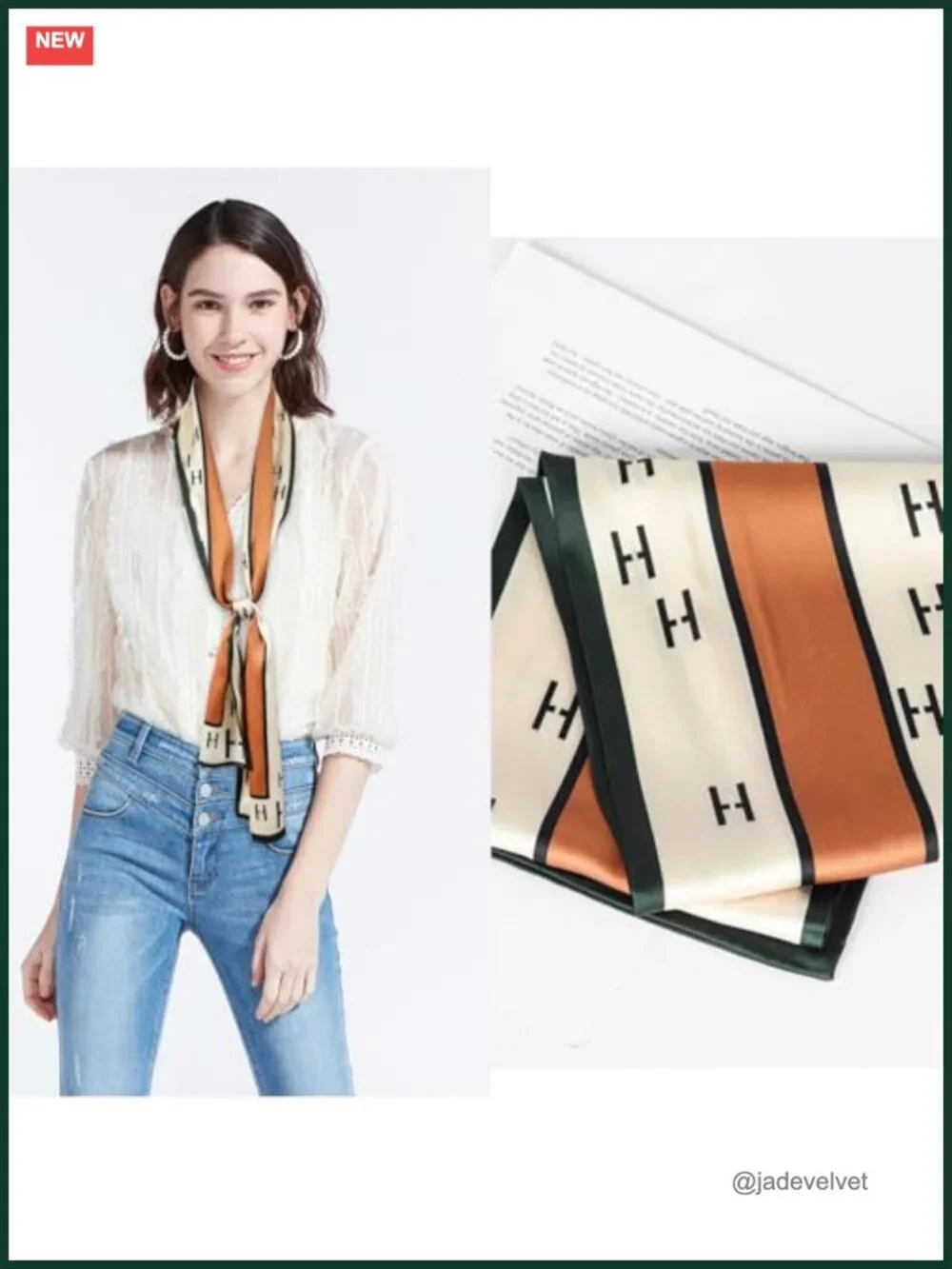 Silk Feel Polyester Printed Fashion Scarf Head Wrap Hair Band Multifunctional
